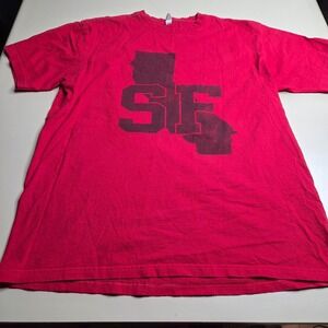 Ideal by Next Level T-Shirt Men Large Red SF Graphic Logo Crew Neck Casual Wear‎